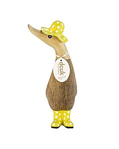 DCUK Spotted Wooden Duck Duckling Hat and Wellies (Yellow)